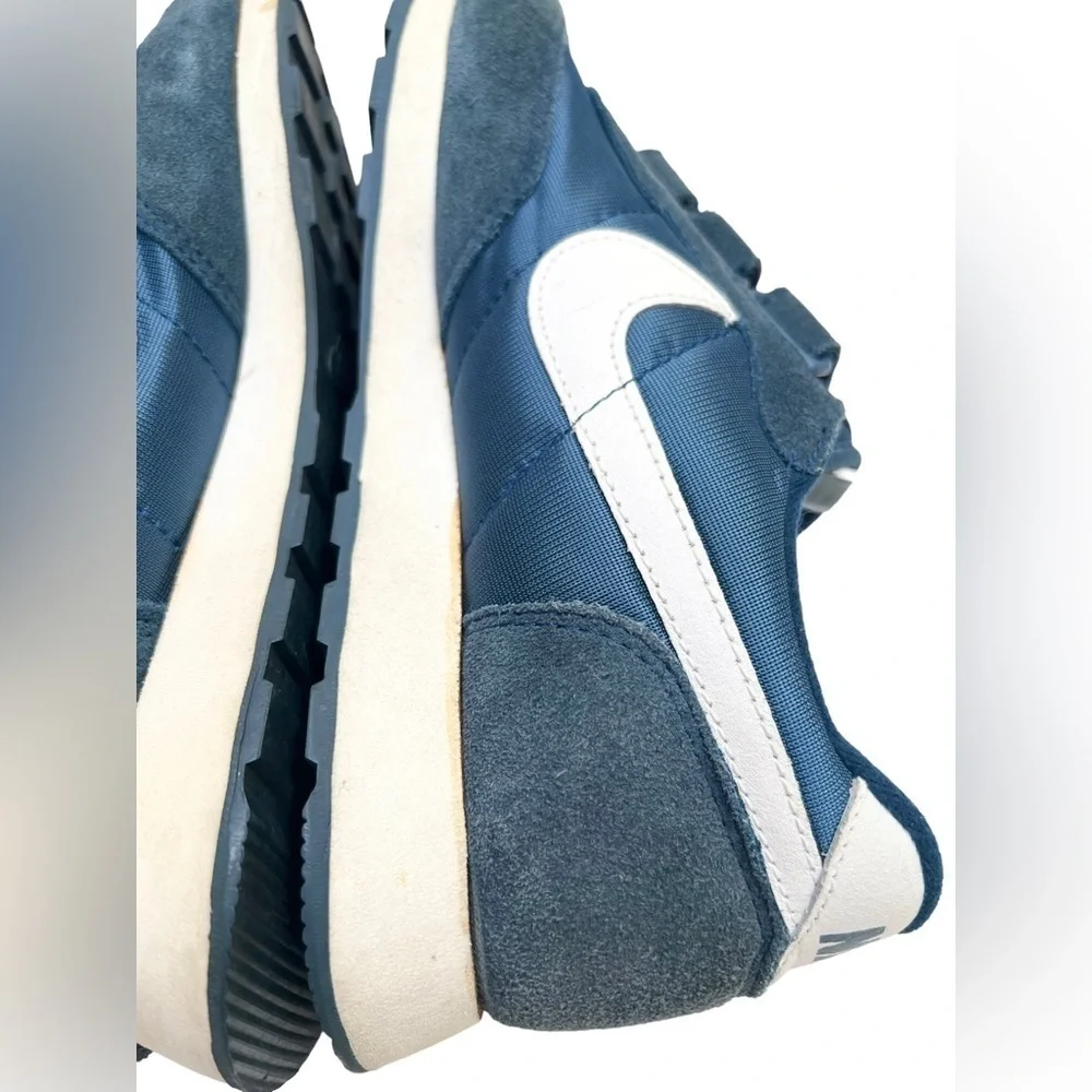 Vintage 1980s Nike Classic Sneakers Velcro Strap Blue Nylon Suede Swoosh M 7 W 9